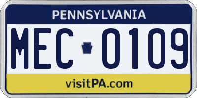 PA license plate MEC0109