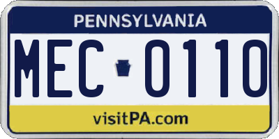 PA license plate MEC0110