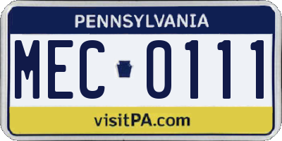 PA license plate MEC0111