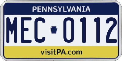 PA license plate MEC0112