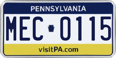 PA license plate MEC0115