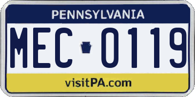 PA license plate MEC0119