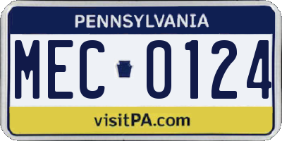 PA license plate MEC0124