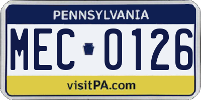 PA license plate MEC0126