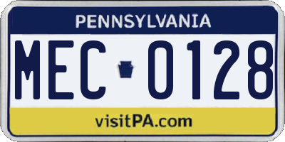 PA license plate MEC0128