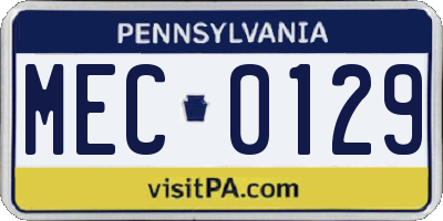 PA license plate MEC0129