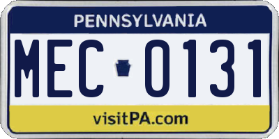 PA license plate MEC0131