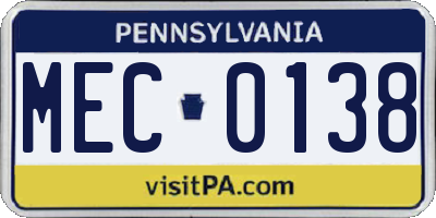 PA license plate MEC0138