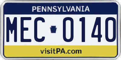 PA license plate MEC0140