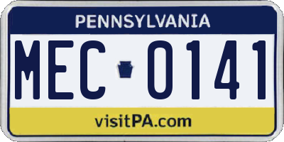 PA license plate MEC0141