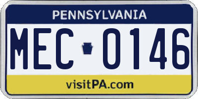PA license plate MEC0146