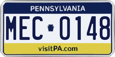 PA license plate MEC0148