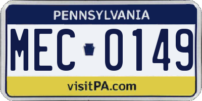 PA license plate MEC0149