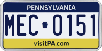 PA license plate MEC0151