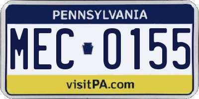 PA license plate MEC0155