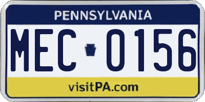 PA license plate MEC0156