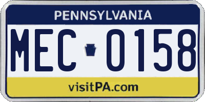 PA license plate MEC0158