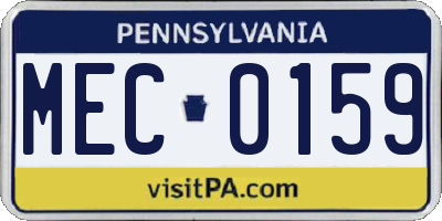 PA license plate MEC0159