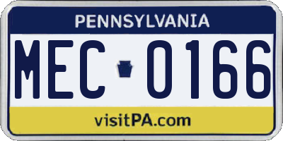 PA license plate MEC0166