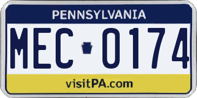PA license plate MEC0174