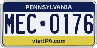 PA license plate MEC0176