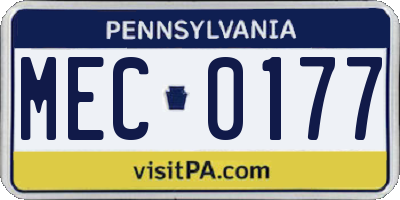 PA license plate MEC0177