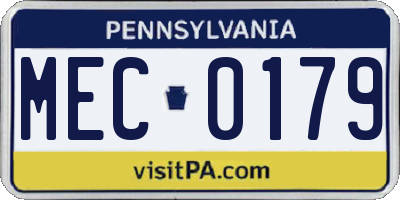 PA license plate MEC0179