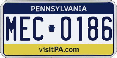 PA license plate MEC0186