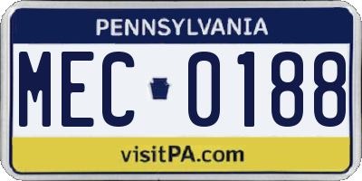 PA license plate MEC0188