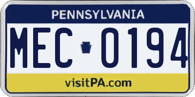 PA license plate MEC0194