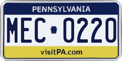 PA license plate MEC0220