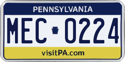 PA license plate MEC0224