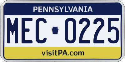 PA license plate MEC0225