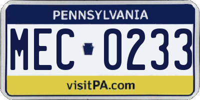 PA license plate MEC0233
