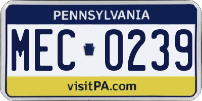 PA license plate MEC0239