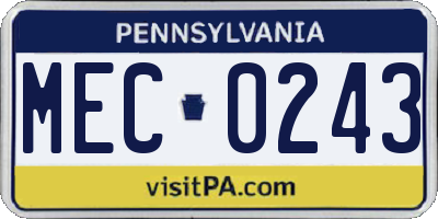 PA license plate MEC0243