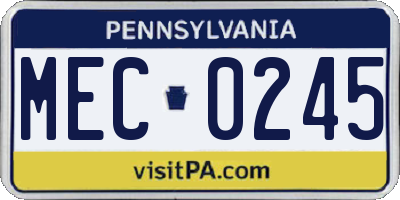 PA license plate MEC0245