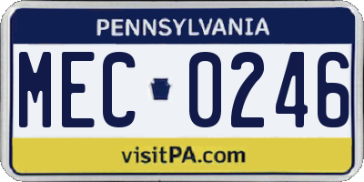 PA license plate MEC0246