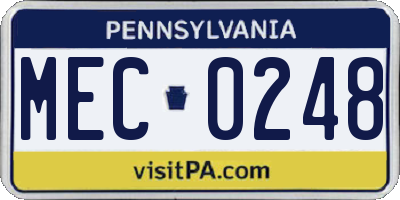 PA license plate MEC0248