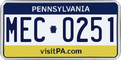 PA license plate MEC0251