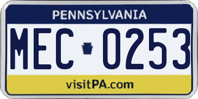 PA license plate MEC0253