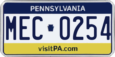 PA license plate MEC0254