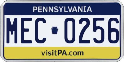 PA license plate MEC0256