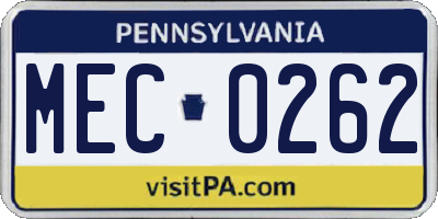 PA license plate MEC0262