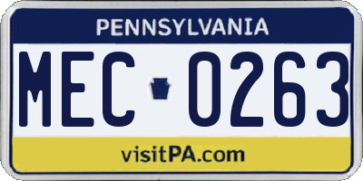 PA license plate MEC0263