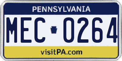 PA license plate MEC0264