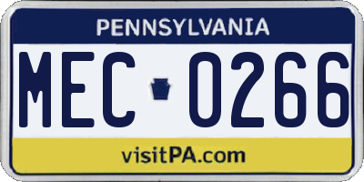 PA license plate MEC0266