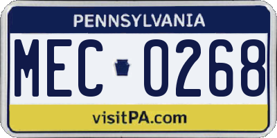 PA license plate MEC0268