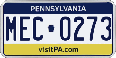 PA license plate MEC0273