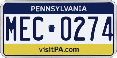 PA license plate MEC0274